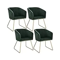 woltu 4 x chaise à manger chaise de salon chaise de cuisine en velours,chaises vert foncé polyvalent bh271dgn-4