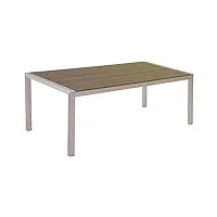 table de jardin 180 x 90 cm en bois composite et aluminium marron et argenté vernio
