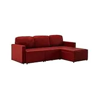 vidaxl canapé-lit modulaire 3 places sofa de salon canapé convertible canapé de salle de séjour meuble de salon intérieur rouge bordeaux similicuir
