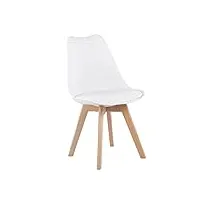 eggree 1 chaise salle à manger scandinaves sgs tested chaise rembourrée de cuisine, rétro chaise de bureau avec pieds en bois de hêtre massif, blanc