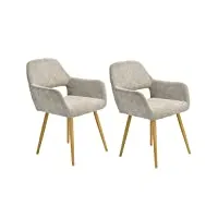 meuble cosy lot de 2 chaise de salle à manger scandinave fauteuil de salon cuisine bureau, beige, 56x56x78cm