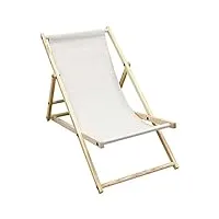 ecd germany chaise longue en bois de pin beige pliable 120 kg réglable à 3 positions de couchage bain de soleil pour intérieur et extérieur fauteuil relax de plage jardin balcon terrasse patio