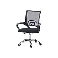 tukailai - chaise de bureau réglable et pivotante en maille avec support lombaire ergonomique - chaise avec dossier à hauteur moyenne pour bureau à domicile (noir)
