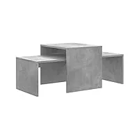 vidaxl ensemble de tables basses table d'appoint table gigogne canapé salon salle de séjour maison intérieur gris béton 100x48x40 cm aggloméré