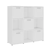 vidaxl bibliothèque armoire à livres support de rangement avec 9 compartiments stockage organisateur salon blanc 90x30x90 cm aggloméré