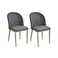 homcom lot de 2 chaises de salle à manger chaise de salon pieds en métal imitation bois 50 x 58 x 85 cm gris