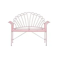 banc de jardin ou terrasse banquette romantique 125 cm 2 places en métal rose idéal pour extérieurs classiques et provançales beliani