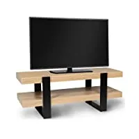 idmarket - meuble tv 114 cm double plateau phoenix bois et noir