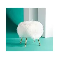 safavieh couture home collection anna glam pouf rond en peau de mouton véritable et doré blanc