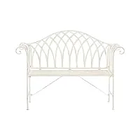 banc de jardin en métal blanc avec accoudoirs arrondis et dossier décoratif idéal pour jardin ou terrasse romantique et traditionnelle beliani