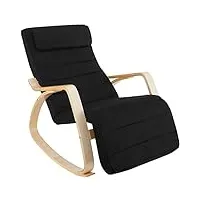 tectake 800795 fauteuil à bascule chaise berçante rocking chair repose-pied réglable en 5 positions bois confortable – diverses couleurs (noir)