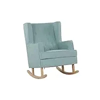 fauteuil bergère à bascule tapissé en tissu vert clair et capitonné parfait pour coin de lecture ou salon au design scandinave et rétro beliani