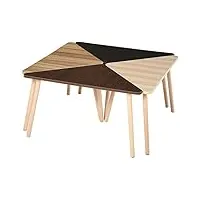 homcom lot de 4 tables basses gigognes table de salon triangle bois 80 x 80 x 42,5 cm multi-couleurs