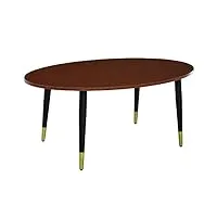homcom table basse table d'appoint ovale multifonctionnelle dim. 100 x 60 x 42 cm aspect teck foncé