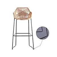 tabouret de bar en fer forgé maison minimaliste chaise de salle à manger en osier de rotin nordique tabouret haut tabouret de bar de tabouret de café de restaurant, hauteur d'assise 65 / 75cm
