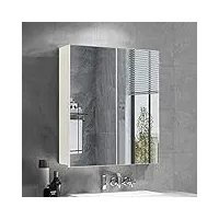 ofcasa armoire de salle de bain à 2 portes miroir avec étagères réglables (50 x 60 x 15 cm)