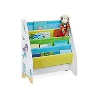 relaxdays bibliothèque enfants, 4 casiers suspendus, motif sirène, étagères pour livres;hlp: 71x62x29 cm, multicolore