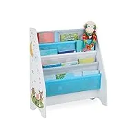 relaxdays bibliothèque enfants, 4 casiers suspendus, motif feu, étagères pour livres;hlp: 71x62x29 cm, multicolore