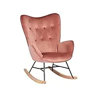 meuble cosy fauteuil à bascule chaise loisir et repos velours rose pour le salon salle à manger pieds e' bois métal epping velvet pink, rose velours /rose velours