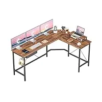 cubicubi bureau d'angle gaming en forme l - 170 * 120 cm bureau angle d'ordinateur gamer informatique avec tiroir support d'écran, crochet casque, table angle pour jouer, travail, domicile expresso