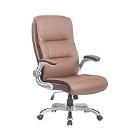 clp chaise de bureau villach xxl en similicuir i fauteuil de travail rembourré avec accoudoirs rabattables i fauteuil ergonomique a roulettes, couleur:brun clair