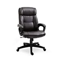 homcom fauteuil de bureau chaise de bureau ergonomique réglable roulettes pivotant 360° revêtement synthétique pu 64 x 73 x 106-115,5 cm chocolat