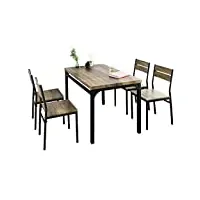 sobuy table de salle à manger avec 4 chaises lot table et 4 chaise de style industriel pour cuisine salle à manger salon ogt28-n + fst72-nx4