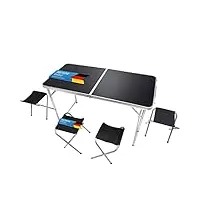 table pliante multifonctionnelle table de marché réglable en hauteur table d'appoint (set de camping avec 4 chaises - noir)