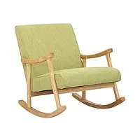 clp chaise bascule morelia en tissu i fauteuil a bascule avec dossier et accoudoirs i piètement en bois nature i chaise de relaxation, couleur:vert clair