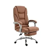 clp fauteuil de bureau pacific en similicuir i chaise de bureau moderne hauteur réglable et pivotante i repose-pieds téléscopique i accoudoirs, couleur:brun clair