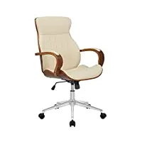 clp chaise de bureau melilla similicuir i chaise ergonomique i assise confortable i fonction rotation 360, fonction bascule, couleur:noyer/crème
