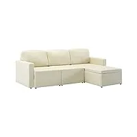 vidaxl canapé-lit modulaire 3 places sofa de salon canapé convertible canapé de salle de séjour pouf chaise longue maison intérieur crème similicuir
