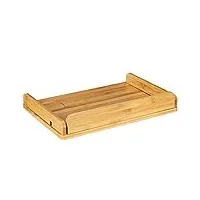 navaris table de chevet amovible - tablette Étagère en bambou 38 x 26 x 11 cm à fixer à lit superposé mezzanine - avec fente pour câbles