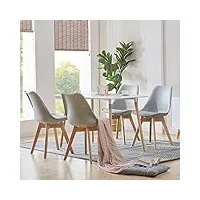 h.j wedoo ensembles de meubles de salle à manger, rectangulaire table de salle à manger en mdf avec 4 scandinave moderne gris chaises
