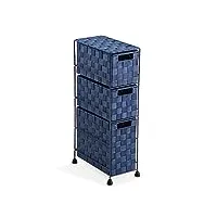 versa mannheim armoire de salle de bain, commode organisation, caisson à tiroirs avec 3 tiroirs pour organiser, rangement moderne, dimensions (h x l x l) 57 x 28 x 15,5 cm, nylon, couleur: bleu