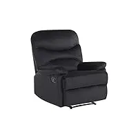fauteuil de relaxation position réglable manuellement en velours noir avec repose-pied et dossier inclinables design moderne et ultra Élégant beliani
