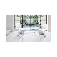 ensemble table design vega et 6 chaises pop art blanc
