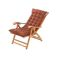 chaise longue haiyu- fauteuil inclinable réglable en bois à 6 positions, pliable de jardin avec appui-tête, fauteuil de loisirs de balcon, avec coussin amovible(color:marron)
