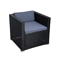 estexo fauteuil de jardin en polyrotin chaise de jardin (noir)