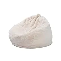 pouf géant en fourrure de lapin à la main, sac de haricot pouf confortable coussin de sol siège poire couverture meuble, sans remplissage,blanc