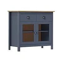 vidaxl buffet armoire latérale meuble de rangement armoire de rangement avec 2 tiroirs et 2 etagères et 2 portes gris 90x40x80 cm bois de pin solide