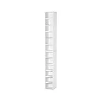 homcom lot de 2 étagères colonnes armoire de rangement cd 6 + 6 compartiments blanc dim. 21l x 22,5l x 88,5h cm