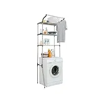 hershii Étagère à 3 niveaux pour salle de bain ou machine cadre en métal pour machine à laver wc buanderie haute rack de stockage de salle de bain étagère de rangement - gris