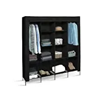 idmarket - grande armoire de rangement penderie pliable vêtements en tissu noir dressing double xxl