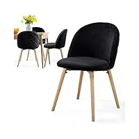miadomodo® chaise de salle à manger en velours - lot de 2/4/6/8, pieds en bois hêtre, style moderne, couleurs au choix - chaise scandinave pour salon, chambre, cuisine, bureau (noir, lot de 4)