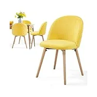 miadomodo® chaise de salle à manger en velours - lot de 2/4/6/8, pieds en bois hêtre, style moderne, couleurs au choix - chaise scandinave pour salon, chambre, cuisine, bureau (jaune, lot de 4)