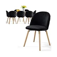 miadomodo® chaise de salle à manger en velours - lot de 2/4/6/8, pieds en bois hêtre, style moderne, couleurs au choix - chaise scandinave pour salon, chambre, cuisine, bureau (noir, lot de 8)