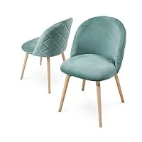 miadomodo® chaise de salle à manger en velours - lot de 2/4/6/8, pieds en bois hêtre, style moderne, couleurs au choix - chaise scandinave pour salon, chambre, cuisine, bureau (bleu clair, lot de 2)