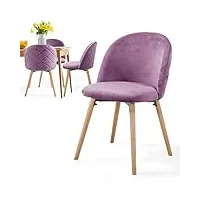 miadomodo® chaise de salle à manger en velours - lot de 2/4/6/8, pieds en bois hêtre, style moderne, couleurs au choix - chaise scandinave pour salon, chambre, cuisine, bureau (violet, lot de 4)