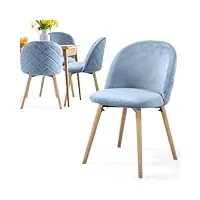 miadomodo® chaise de salle à manger en velours - lot de 2/4/6/8, pieds en bois hêtre, style moderne, couleurs au choix - chaise scandinave pour salon, chambre, cuisine, bureau (bleu clair, lot de 4)